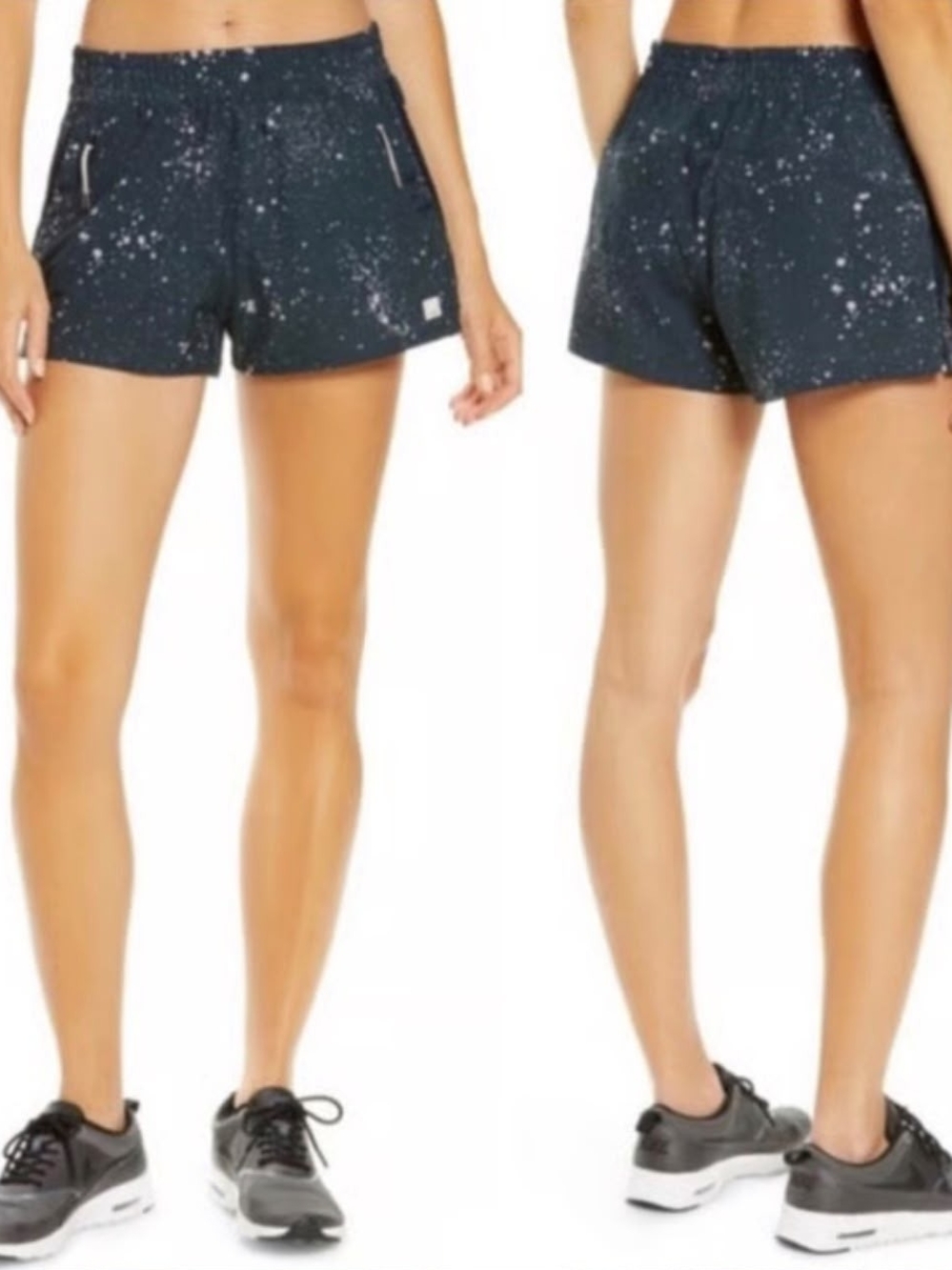 Vuori Dash Running Shorts Women's Navy Paint Splatter Athleisure